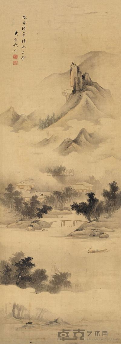 吴旭 烟雨归舟 立轴 132×46cm