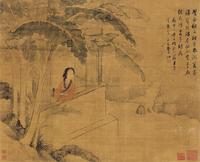 费丹旭 丙申（1836）年作 芭蕉仕女 立轴