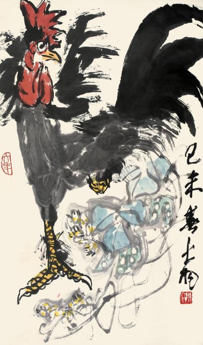 陈大羽 己未（1979年）作 大吉图 立轴