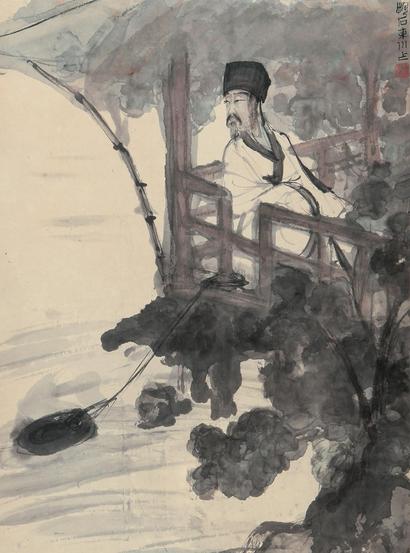 傅抱石 东坡洗砚图 立轴