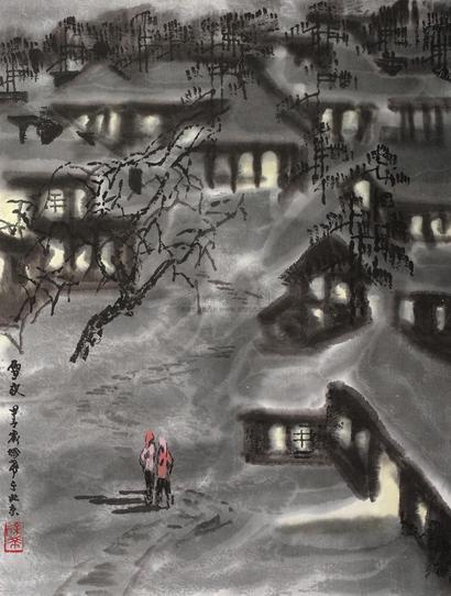 徐希 甲子（1984年）作 雪夜 立轴