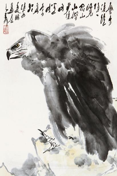 王子武 甲戌（1994年）作 苍鹰图 镜心