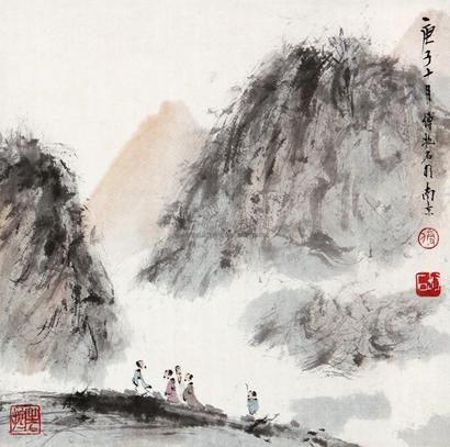 傅抱石 庚子（1960年）作 游山图 立轴