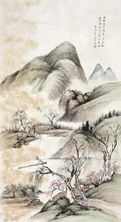 杨伯润 仿古山水 立轴