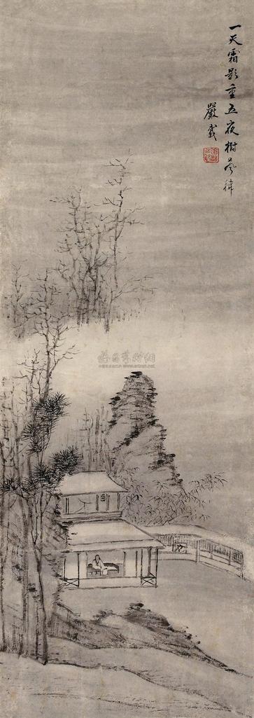 严载 暮秋霜夜图 立轴