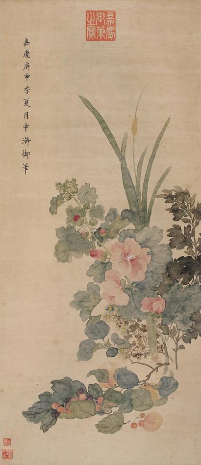 嘉庆 (款) 庚申(1800年)作 花卉 立轴