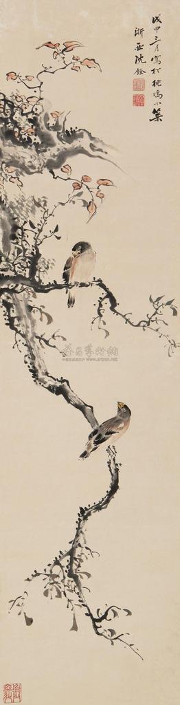 沈铨 (款) 戊申(1728年)作 花鸟 立轴