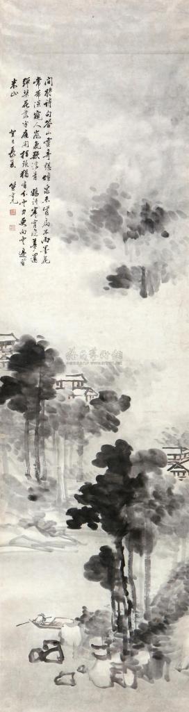 笪重光 癸巳(1653年)作 烟云浮岚图 立轴