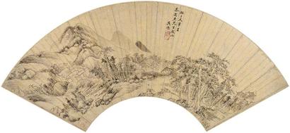 吴历 （款） 仿古山水 扇面