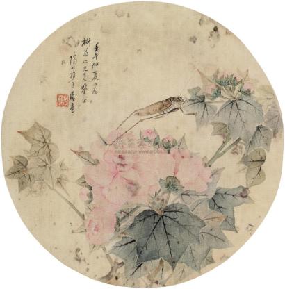 居廉 壬午（1882年）作 芙蓉秋虫 圆光