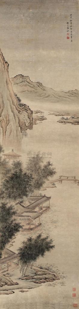 袁江 甲申（1704年）作 竹溪消夏图 立轴