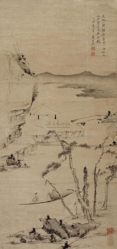 萧云从 （款） 己卯（1639年）作 松溪泛舟图 立轴