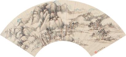王原祁 （款） 秋山图 扇面
