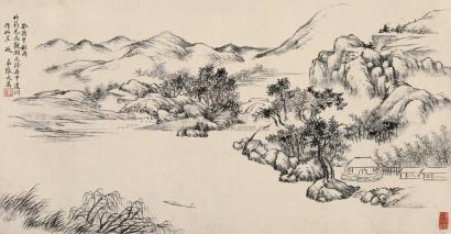张之万 癸酉（1873年）作 秋溪泛棹图 横幅