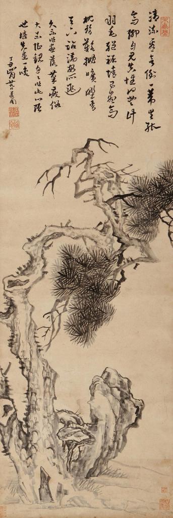 黄道周 乙丑（1637年）作 松灵图 立轴