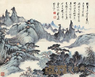 郑午昌 1950年作 数青草堂读画图 立轴 28×34.5cm