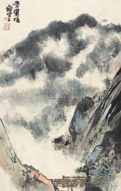程十发 青鸾桥 镜框 48.5×30.5cm