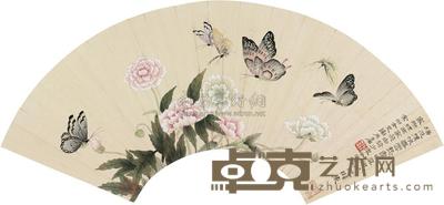 谢月眉 春云扑蝶 扇面 