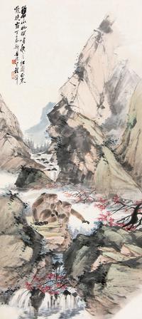 程璋 丁巳（1917年）作 碧山红树 立轴