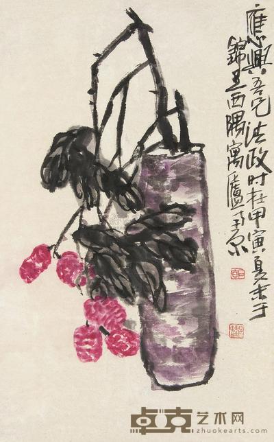 陈子庄 甲寅（1974年）作 大利图 立轴 47.6×30cm