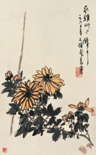 潘天寿 1965年作 秋菊图 立轴