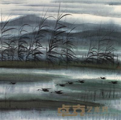 林风眠 芦荡飞雁 镜片 66×67cm