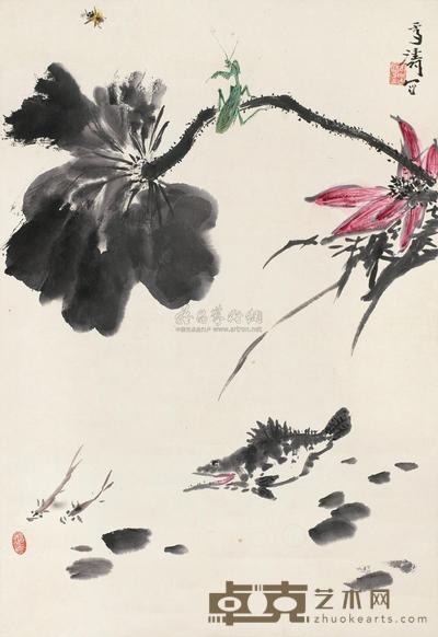 王雪涛 映日荷花 立轴 67.5×45.5cm