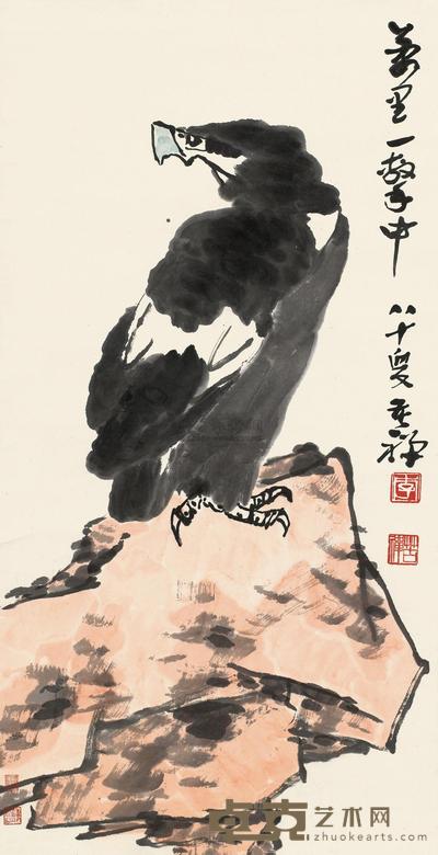 李苦禅 万里一击中 立轴 96×49.5cm