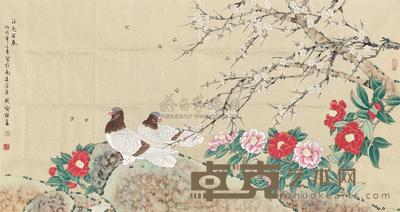 喻继高 2006年作 江南丽春 镜片 69×128.5cm
