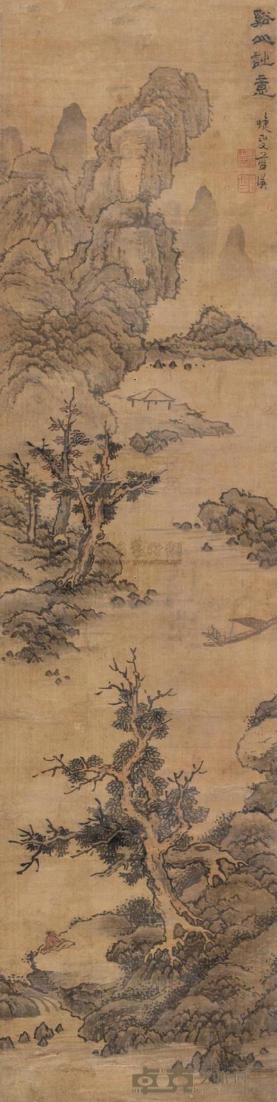 蓝瑛 溪山诗意 立轴 154.5×39cm