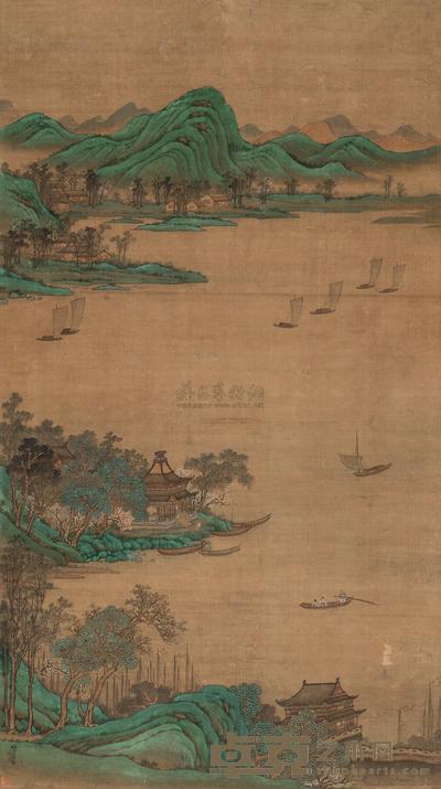 万上遴 青碧山水 立轴 148.5×83cm