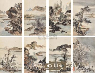 董诰 山水 册本 （八开） 15.5×10cm×8