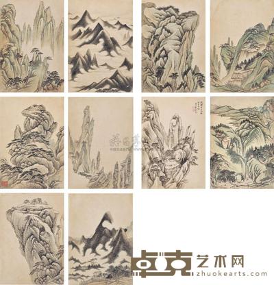 董邦达 1744年作 仿古山水 册页 （十开） 28×19cm×10