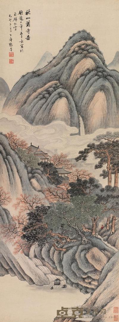 张崟 1819年作 秋山萧寺图 立轴 111×41.5cm