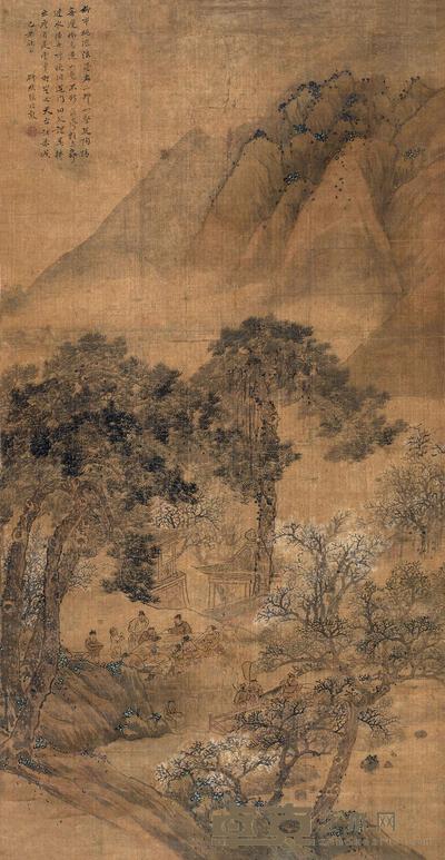 张培敦 1829年作 柳市桃源图 立轴 163×83.5cm