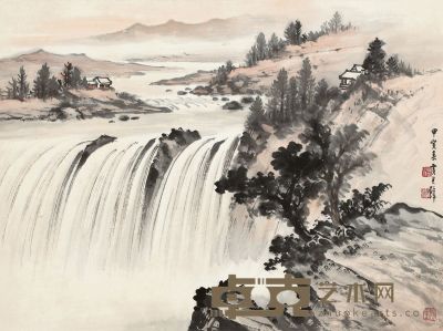 黄君壁 1974年作 清江流瀑 镜心 44.5×59.5cm