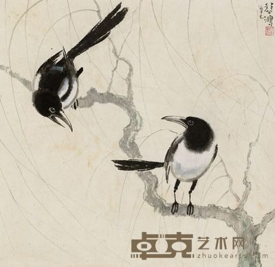 徐悲鸿 双喜图 镜心 48.5×49.5cm