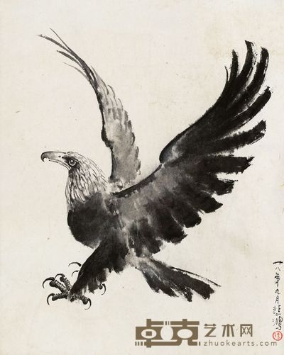 徐悲鸿 1939年作 长空鹰击 镜心 49.5×40cm