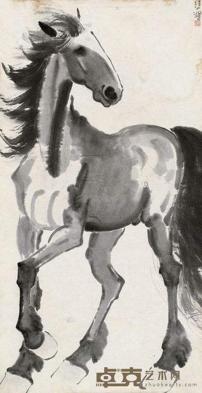 徐悲鸿 思战图 镜心 109×56cm