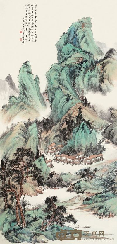 顾坤伯 1951年作 无限秋光 镜心 142×67.5cm