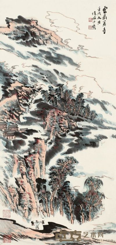 陆俨少 1982年作 云岩萧寺 立轴 96×48cm