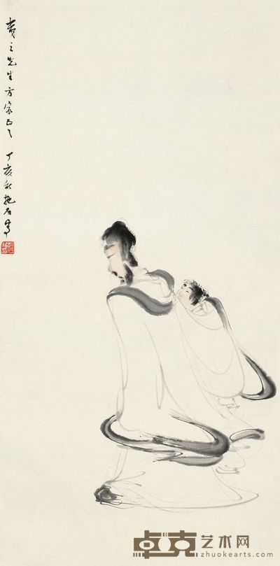 傅抱石 1947年作 游吟图 立轴 67×33cm