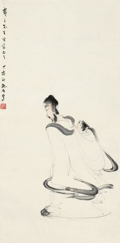 傅抱石 1947年作 游吟图 立轴