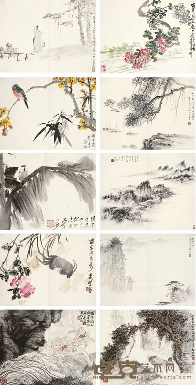 齐白石 花卉禽鸟册 镜心 34×34cm