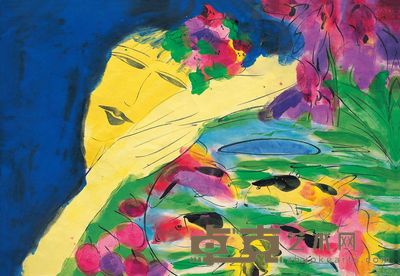丁雄泉 1994年作 女人与鱼 86×59cm