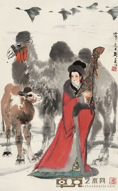 刘旦宅 1978年作 昭君出塞图 立轴 95×58cm