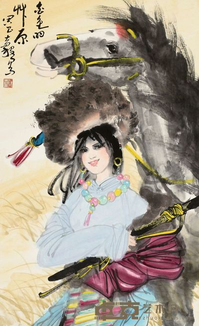 周昌谷 金色的草原 镜片 83×50cm