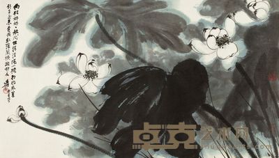 张大千 1963年作 采莲曲 镜片 62×110cm