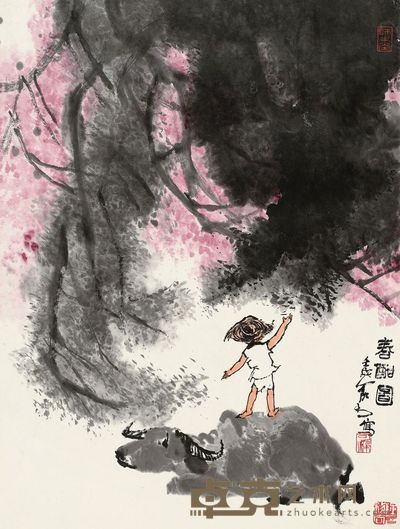 李可染 1982年作 春酣图 镜片 67×50.5cm