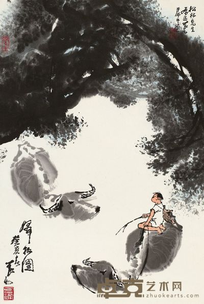 李可染 1983年作 归牧图 镜片 68×45cm